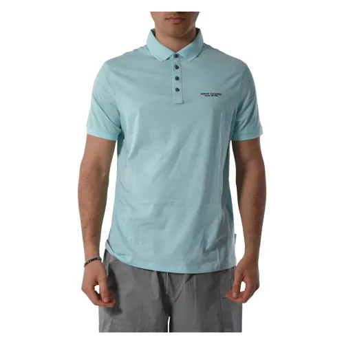 Armani Exchange , Cotton Polo Shirt with Buttoned Collar ,Green male, Sizes: