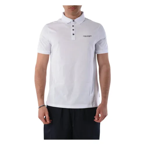 Armani Exchange , Cotton Polo Shirt with Buttoned Collar ,White male, Sizes: