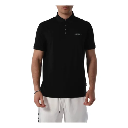 Armani Exchange , Cotton Polo with Buttoned Collar ,Black male, Sizes: