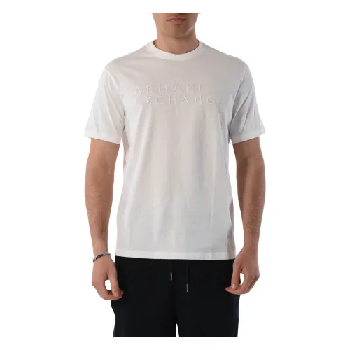 Armani Exchange , Cotton T-shirt with Front Logo ,White male, Sizes: