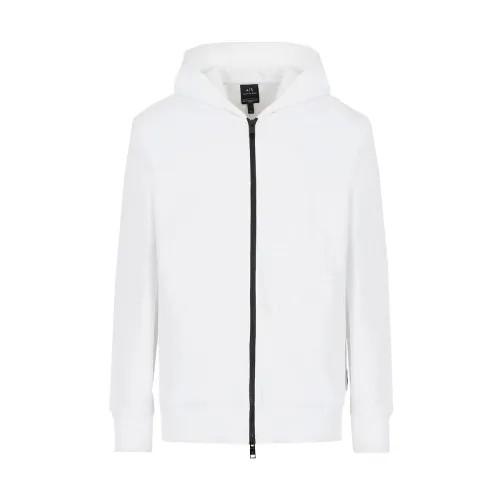 Armani Exchange , Embossed Logo Zip-Up Sweatshirt ,White male, Sizes: