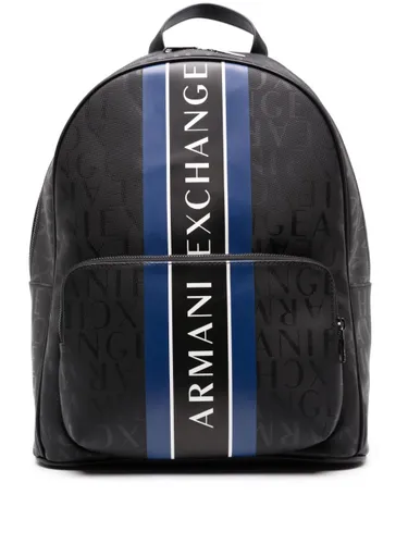 Armani Exchange logo-jacquard zip-up backpack - Black