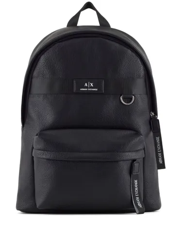 Armani Exchange logo-patch pebbled backpack - Black