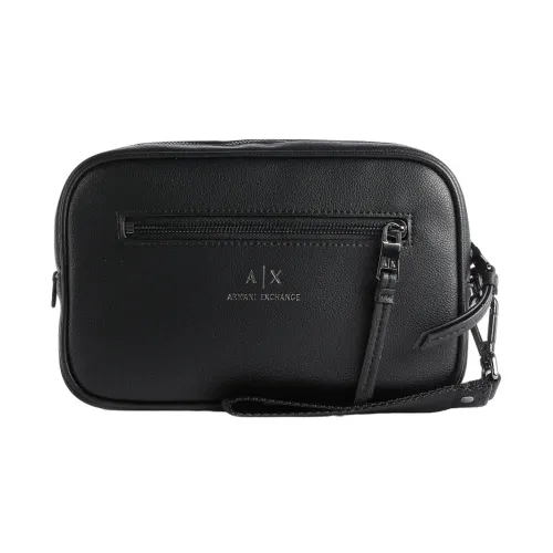 Armani Exchange , Logo Polyester Clutch with Removable Wrist Strap ,Black male, Sizes: ONE SIZE