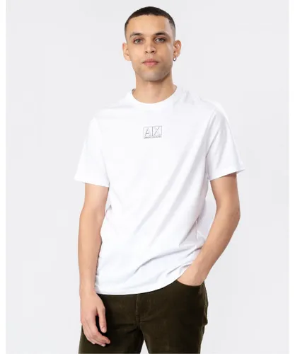 Armani Exchange Mens AX Outline Logo T-Shirt - White