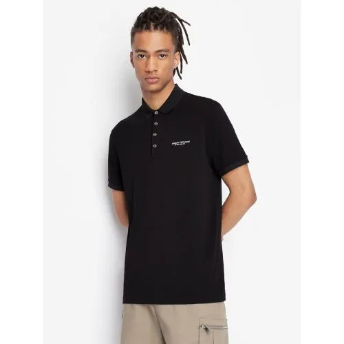 Armani Exchange Mens Black Logo Polo Shirt
