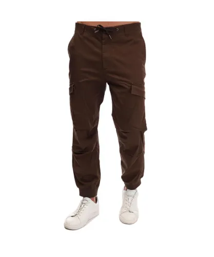 Armani Exchange Mens Cargo Military Pockets Trousers in Brown Cotton