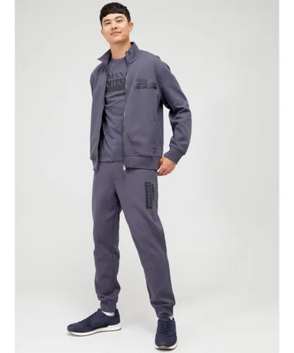 Armani Exchange Mens Debossed Texture Jacket in Grey Cotton/Polyester