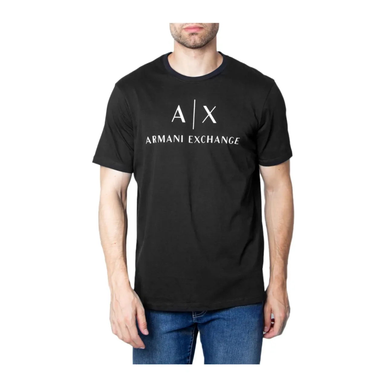 Armani Exchange , Mens Jersey T-Shirt Spring/Summer Collection ,Black male, Sizes: