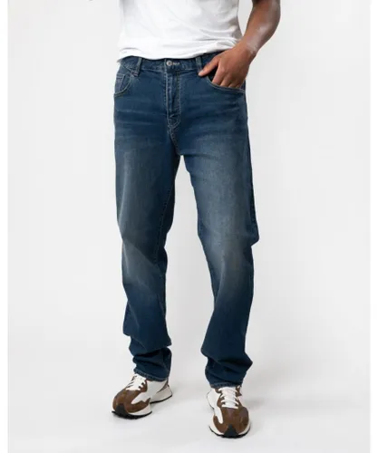 Armani Exchange Mens Logo Pocket Faded Jeans - Indigo Blue