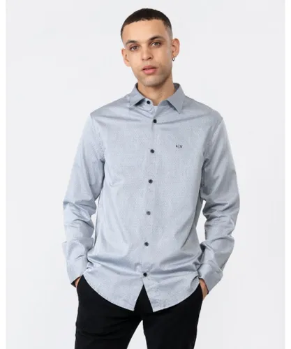 Armani Exchange Mens Long Sleeve Microdot Shirt - Black/White