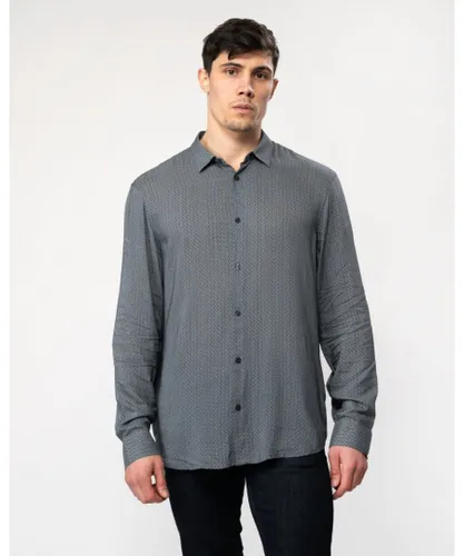 Armani Exchange Mens Long Sleeve Pattern Print Shirt - Grey