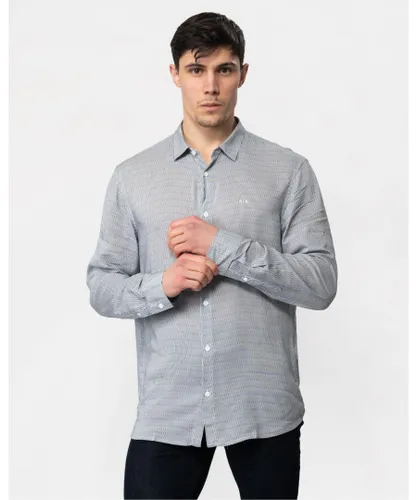 Armani Exchange Mens Long Sleeve Pattern Print Shirt - Grey