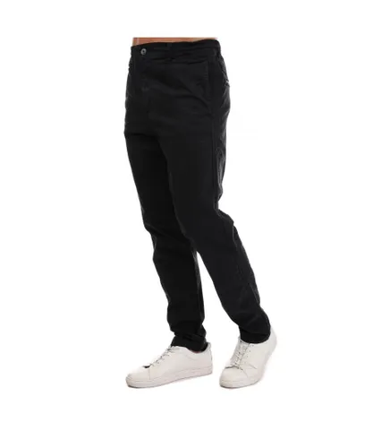Armani Exchange Mens Relaxed Slim Elastic Waist Jeans in Black Cotton