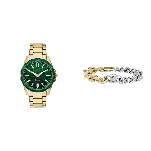 Armani Exchange Men's Watch and Chain Bracelet - Three-Hand