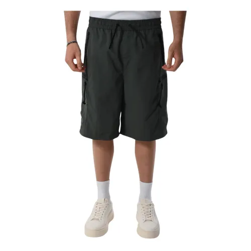 Armani Exchange , Nylon Cargo Shorts with Drawstring Waist ,Gray male, Sizes: