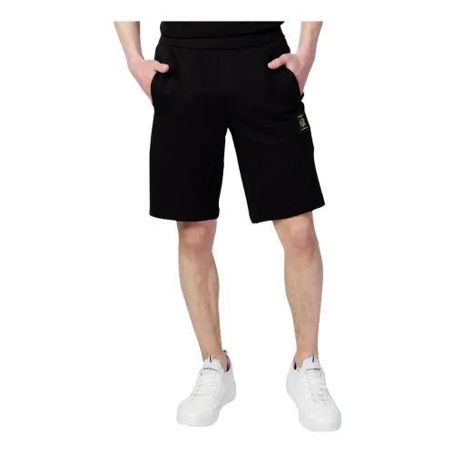 Armani Exchange , Plain Cotton Mens Shorts ,Black male, Sizes: