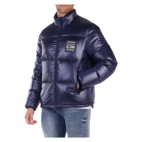 Armani Exchange , Quilted Icon Period Down Jacket ,Blue male, Sizes:
