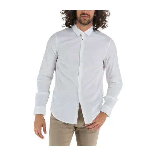 Armani Exchange , Slim-Fit Popeline Casual Shirt ,White male, Sizes: