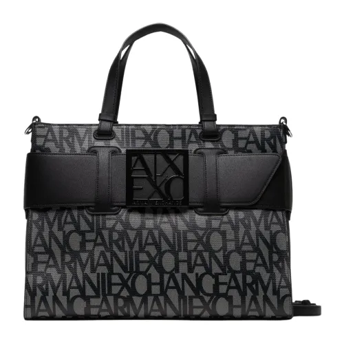 Armani Exchange , Small Siglata Leather Bag ,Black female, Sizes: ONE SIZE