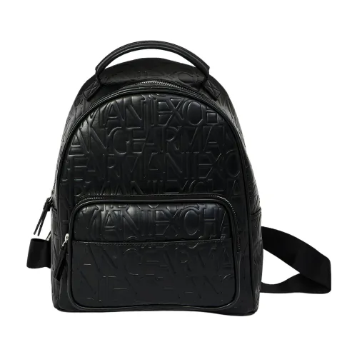 Armani Exchange , Stylish Black Logo Print Backpack ,Black female, Sizes: ONE SIZE