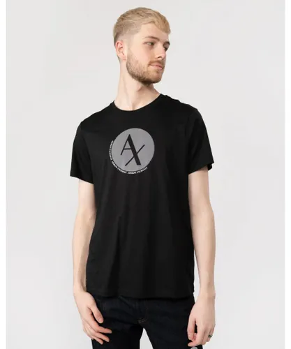 Armani Exchange Unisex Mens Circle Logo T-Shirt - Black