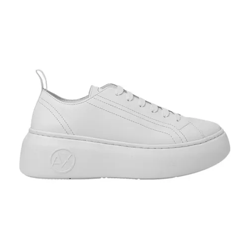 Armani Exchange , White Lace-Up Sneakers for Women ,White female, Sizes: