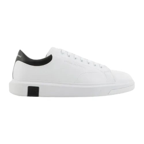 Armani Exchange , White Leather Sneakers Low Profile ,White male, Sizes: