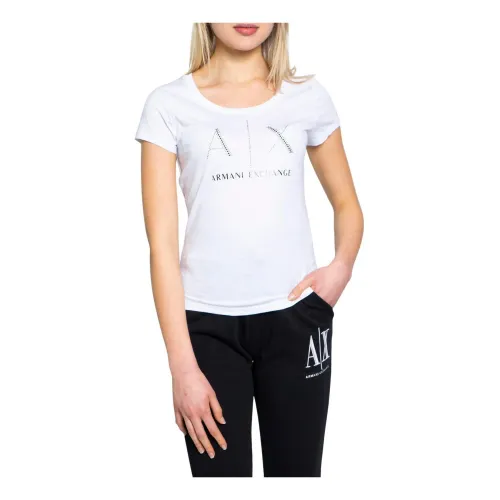 Armani Exchange , White Print T-shirt for Women ,White female, Sizes: