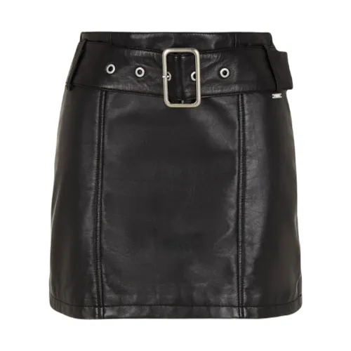 Armani Exchange , Womens Leather Skirt ,Black female, Sizes: