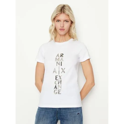 Armani Exchange Womens Optic White Logo T-Shirt