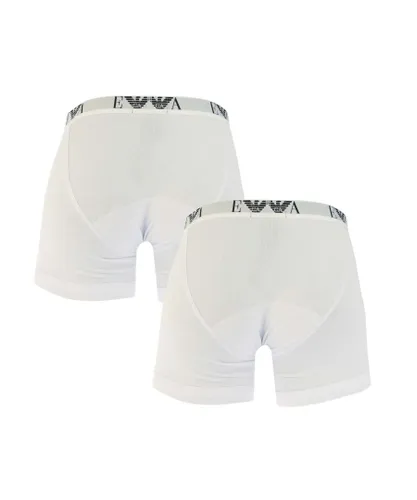 Armani Mens 2 Pack Boxer Shorts in White Cotton