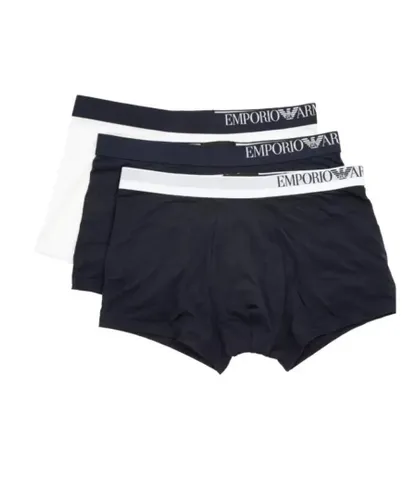 Armani Mens 3 Pack Boxers in Navy-White Cotton