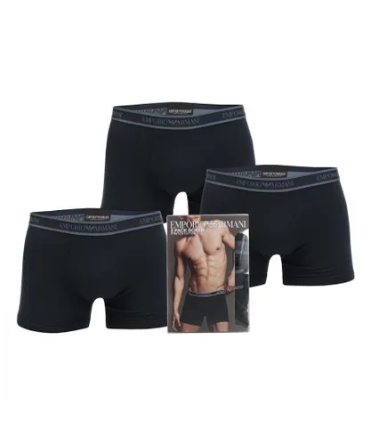 Armani Mens 3 Pack Core Logoband Boxer Trunks in Navy Cotton