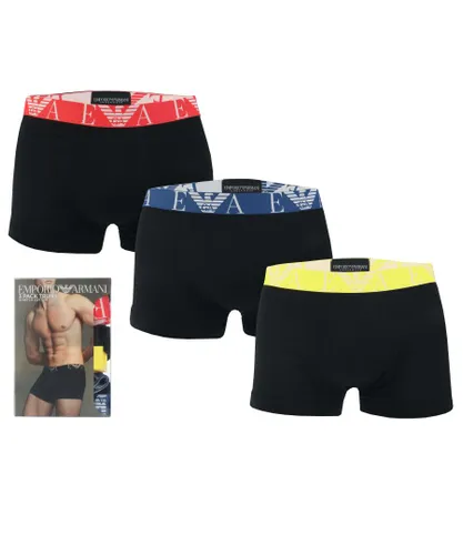 Armani Mens 3-Pack Trunks in Black Cotton