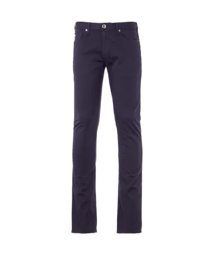 Armani Mens J06 Garbardine Slim Fit Jeans in Navy - Blue Cotton