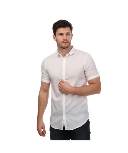 Armani Mens Short Sleeve Shirt in White Elastane