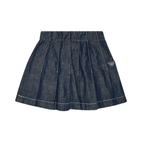 Armani , Pleated Cotton Linen Trapeze Skirt ,Blue female, Sizes:
