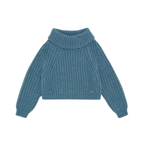 Armani , Ribbed Turtleneck Sweater ,Blue female, Sizes: