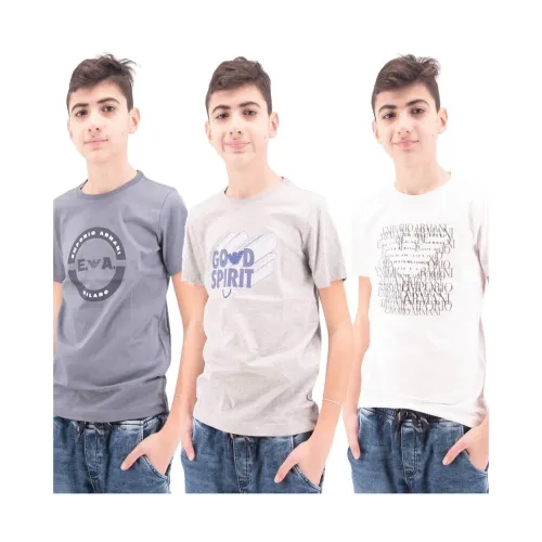 Armani , Short sleeve T-shirt set with logo print ,Gray male, Sizes: