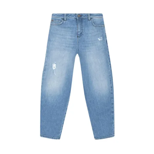 Armani , Solid Color Jeans with Side Pleat ,Blue male, Sizes: