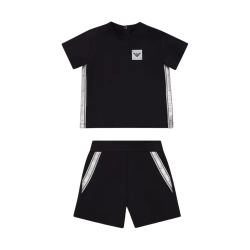 Armani , Sport set consisting of a t-shirt and bermuda shorts ,Blue male, Sizes: