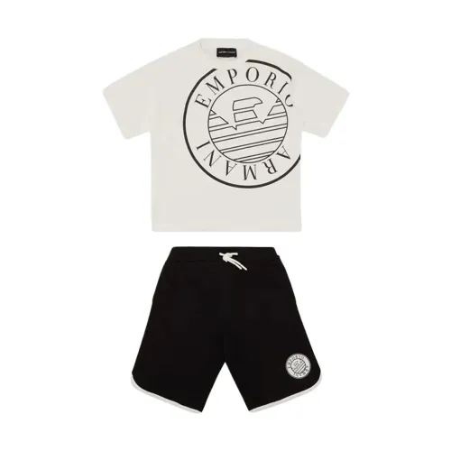 Armani , Sport set consisting of short sleeve t-shirt and bermuda shorts ,White male, Sizes: