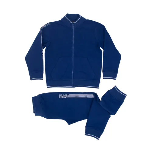 Armani , Sport set with full zip sweatshirt and sweatpants ,Blue male, Sizes: