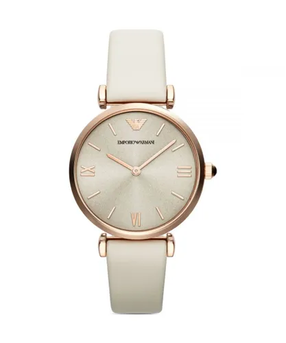Armani Womens Ladies AR1769 Watch - White & Rose Gold Leather - One Size