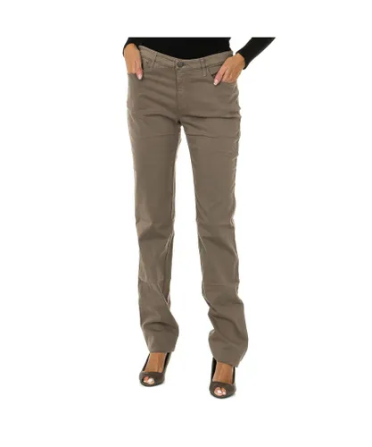 Armani Womens Long stretch fabric pants 6X5J85-5N0RZ woman - Brown Cotton