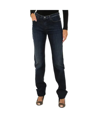 Armani Womens Long worn effect denim pants 6X5J85-5D0DZ woman - Blue Cotton