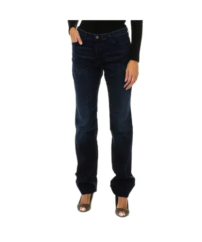 Armani Womens Long worn effect denim pants 6X5J85-5D0RZ woman - Blue Cotton