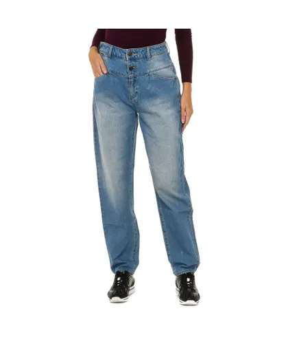 Armani Womens Long worn effect denim pants 6Y5J14-5DWQZ woman - Blue Cotton