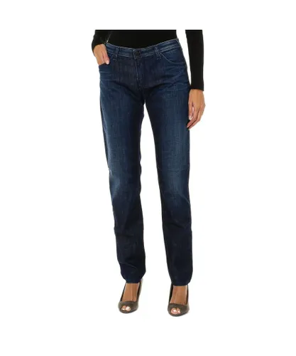 Armani Womens Long worn effect denim pants 6Y5J28-5D30Z woman - Blue Cotton